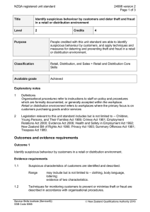 NZQA registered unit standard 24998 version 2  Page 1 of 3