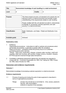 NZQA registered unit standard 28298 version 1  Page 1 of 3