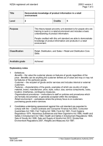 NZQA registered unit standard 28301 version 1  Page 1 of 3