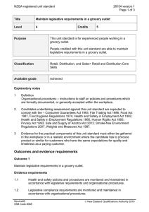 NZQA registered unit standard 28154 version 1  Page 1 of 3