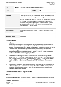 NZQA registered unit standard 28307 version 1  Page 1 of 3