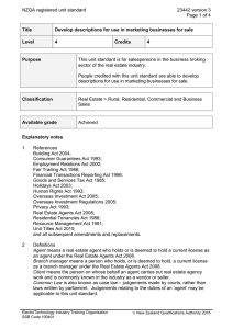 NZQA registered unit standard 23442 version 3  Page 1 of 4