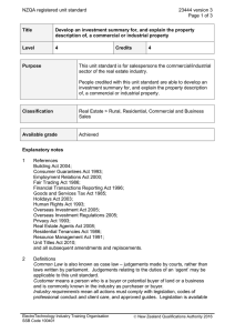 NZQA registered unit standard 23444 version 3  Page 1 of 3