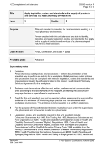 NZQA registered unit standard 29292 version 1  Page 1 of 3