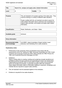NZQA registered unit standard 26870 version 1  Page 1 of 3