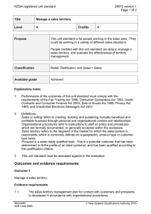 NZQA registered unit standard 26872 version 1  Page 1 of 3