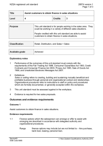 NZQA registered unit standard 26874 version 1  Page 1 of 3