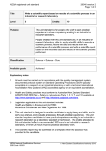 NZQA registered unit standard 26346 version 2  Page 1 of 3