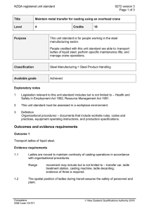 NZQA registered unit standard 9272 version 3  Page 1 of 3