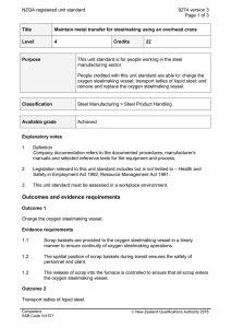 NZQA registered unit standard 9274 version 3  Page 1 of 3
