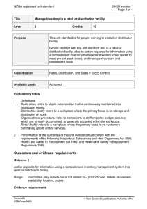 NZQA registered unit standard 28499 version 1  Page 1 of 4