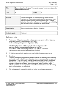 NZQA registered unit standard 8909 version 7  Page 1 of 4