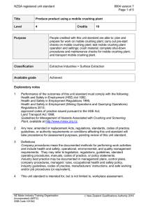 NZQA registered unit standard 8904 version 7  Page 1 of 5