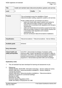 NZQA registered unit standard 27916 version 1  Page 1 of 5