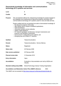 Demonstrate knowledge of information and communications technology (ICT) systems and services