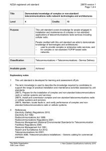 NZQA registered unit standard 28876 version 1  Page 1 of 4