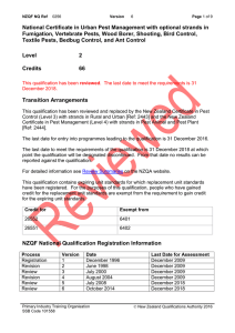 National Certificate in Urban Pest Management with optional strands in