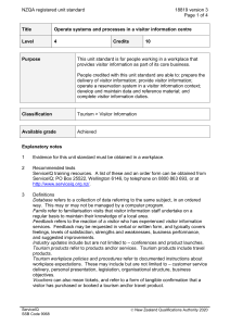 NZQA registered unit standard 18819 version 3  Page 1 of 4