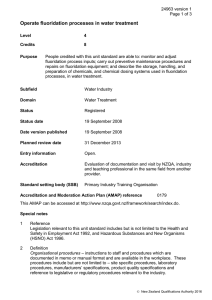 Operate fluoridation processes in water treatment