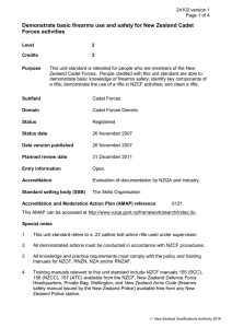 Demonstrate basic firearms use and safety for New Zealand Cadet