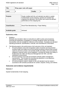 NZQA registered unit standard 3592 version 5  Page 1 of 4