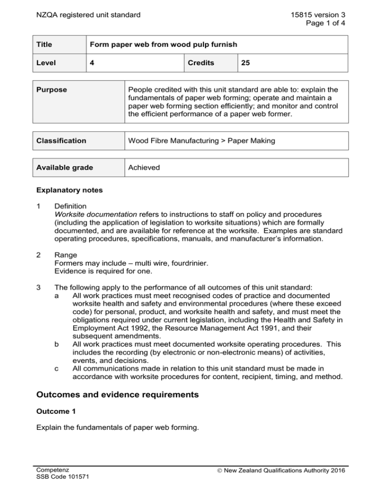 NZQA Registered Unit Standard 15815 Version 3 Page 1 Of 4 nzqa-registered-unit-standard-15815-version-3-page-1-of-4