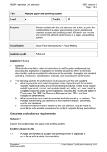 NZQA registered unit standard 15817 version 3  Page 1 of 4