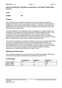 National Certificate in Building, Construction, and Allied Trades Skills (Level 1) Level 1