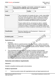 NZQA unit standard  7462 version 5