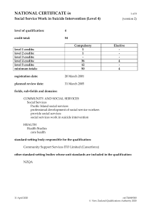 in Social Service Work in Suicide Intervention (Level 4)