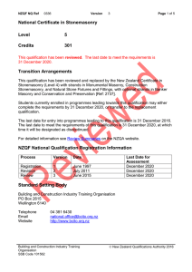 National Certificate in Stonemasonry Level 5 Credits