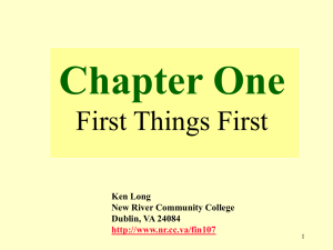 Chapter One First Things First Ken Long New River Community College