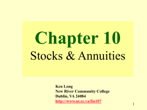 Chapter 10 Stocks &amp; Annuities Ken Long New River Community College