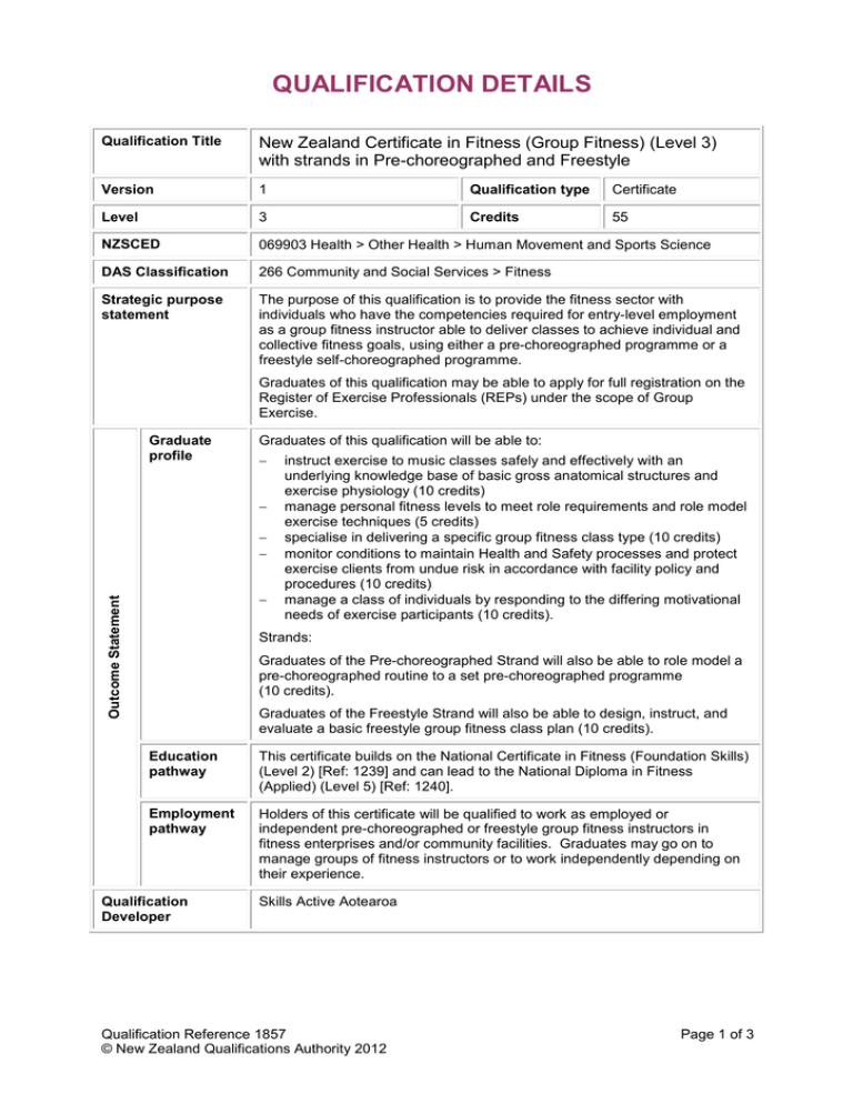 Qualification Details Qualification Details