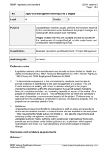 NZQA registered unit standard 25214 version 2  Page 1 of 4