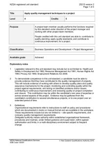 NZQA registered unit standard 25215 version 2  Page 1 of 4