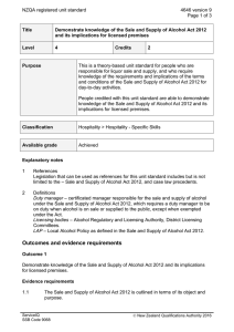 NZQA registered unit standard 4646 version 9  Page 1 of 3