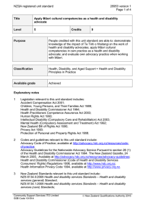 NZQA registered unit standard 26953 version 1  Page 1 of 4