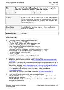 NZQA registered unit standard 26957 version 1  Page 1 of 5