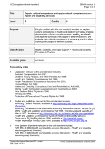 NZQA registered unit standard 26958 version 1  Page 1 of 4