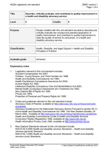 NZQA registered unit standard 26961 version 1  Page 1 of 4