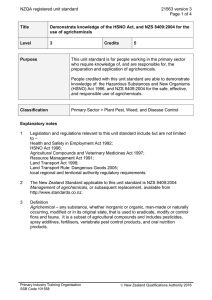 NZQA registered unit standard 21563 version 3  Page 1 of 4