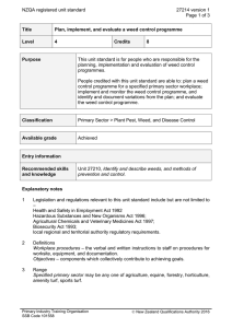 NZQA registered unit standard 27214 version 1  Page 1 of 3