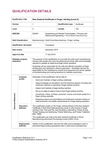 QUALIFICATION DETAILS  New Zealand Certificate in Finger Jointing (Level 4)