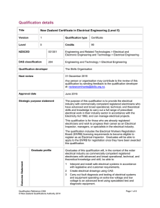 Qualification details  New Zealand Certificate in Electrical Engineering (Level 5)