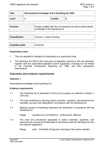 NZQA registered unit standard 9872 version 4  Page 1 of 2