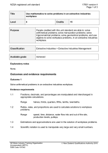 NZQA registered unit standard 17691 version 4  Page 1 of 3