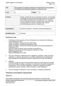 NZQA registered unit standard 28792 version 1  Page 1 of 3