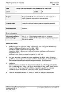 NZQA registered unit standard 8902 version 7  Page 1 of 3