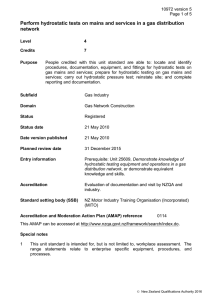 Perform hydrostatic tests on mains and services in a gas... network